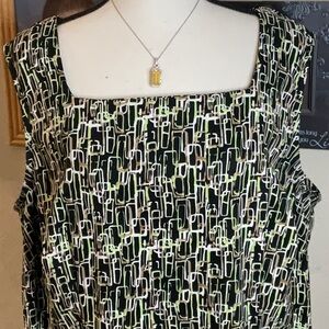 Dress Barn Black, Green, Tan and White Dress